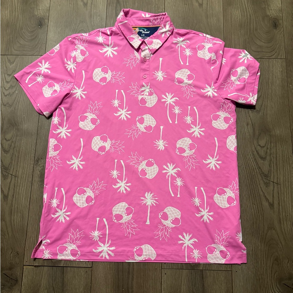 Birdiebound Pink Patterned Men's Shirt Sz Large